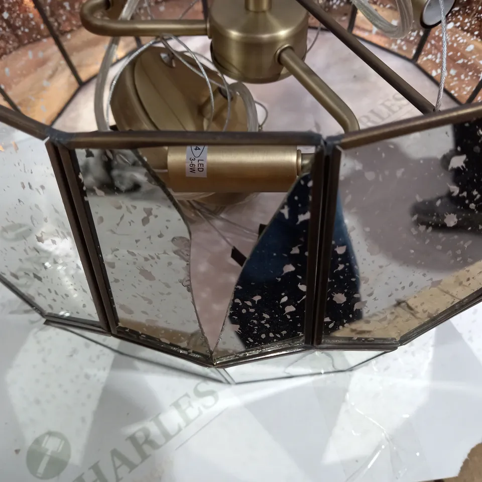 JOHN LEWIS ROMY MIRRORED GLASS PENTAGON CEILING LIGHT, STAINLESS STEEL