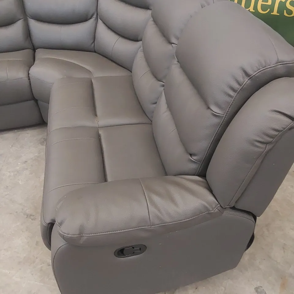 DESIGNER LEATHER UPHOLSTERED MANUAL RECLINING CORNER SOFA