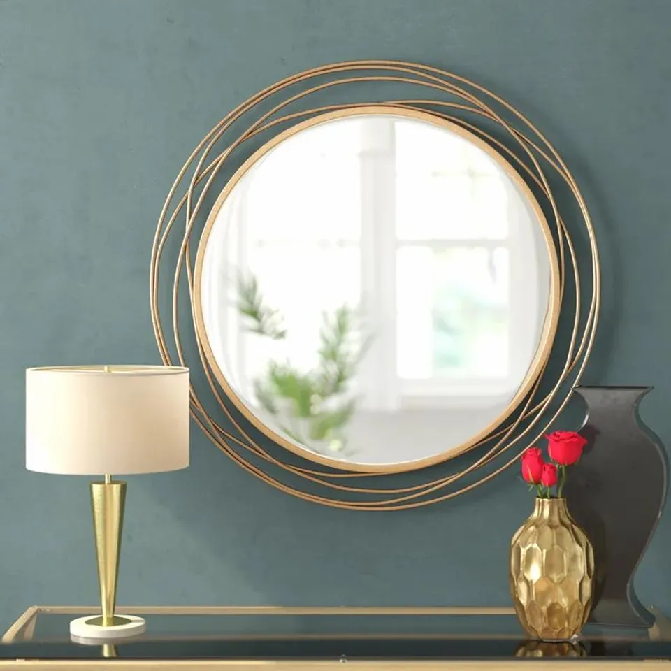 BOXED JAVIN ROUND METAL FRAMED WALL MOUNTED MIRROR