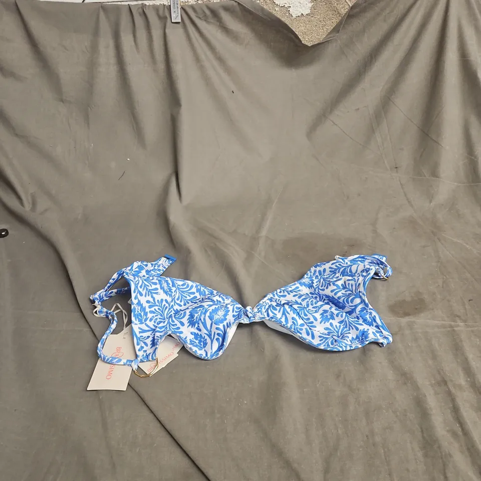 BRAVISSIMO CRETE BIKINI TOP – BLUE/WHITE PRINT – UK 30FF