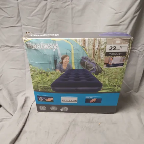 BOXED BESTWAY INFLATABLE AIRBED CAMPING MATTRESS 1.85M X 0.76M X 0.22M (22CM THICK)
