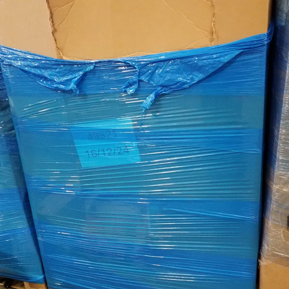 PALLET CONTAINING ASSORTED PRODUCTS TO INCLUDE FOLDING EXERCISE BIKE, VINYL FLOORING CUTTER, RETRACTABLE SAFTEY GATE, MIRROR WITH DECORATIVE HARDWARE