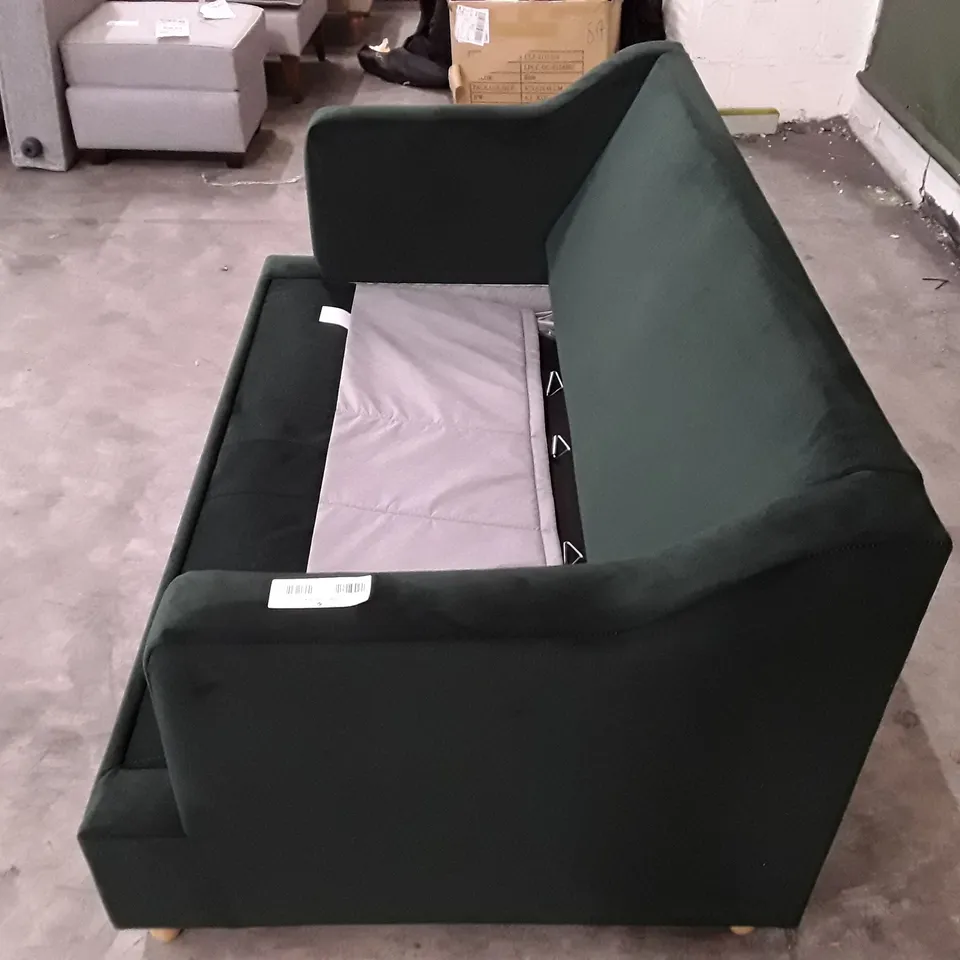 QUALITY DESIGNER ATWORTH 2 SEATER SOFA BED - HUNTER DARK GREEN FABRIC