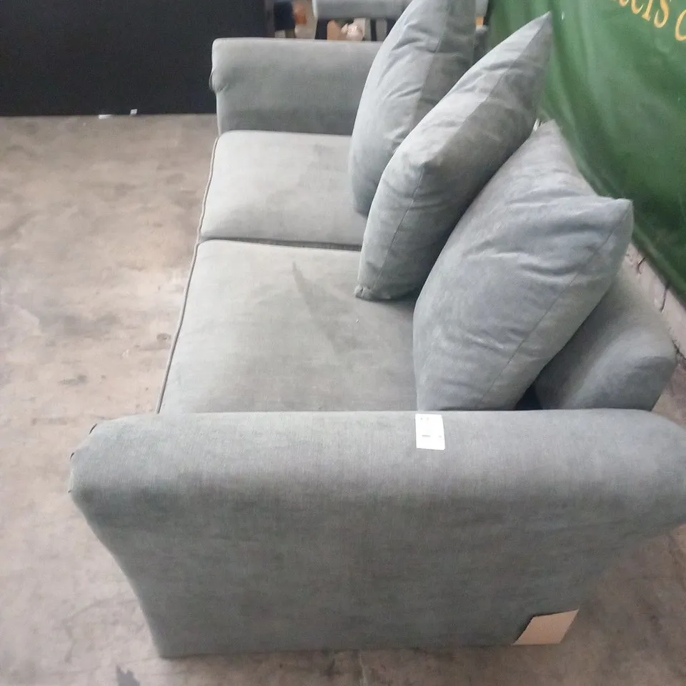 DESIGNER DURY GREY FABRIC THREE SEATER SOFA 