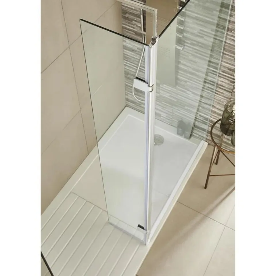 BOXED WOODEN SCREENS 270MM 322MM W × 1850MM H HINGED SEMI-SEMI-FRAMELESS WET ROOM GLASS SCREENS WITH CLEAR GLASS