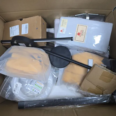 APPROXIMATELY 20 ASSORTED HOUSEHOLD PRODUCTS TO INCLUDE DOUBLE FITTED SHEET, MUJGAN DOG COAT, WALL LAMP, ETC - COLLECTION ONLY