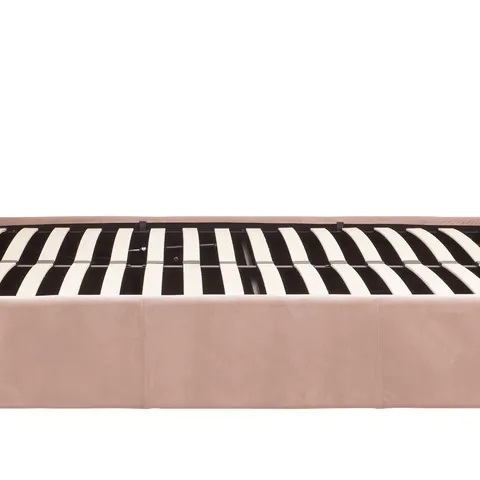 BOXED THIERRY UPHOLSTERED OTTOMAN BED - BLUSH PINK // SIZE: 5FT KING (2 BOXES)