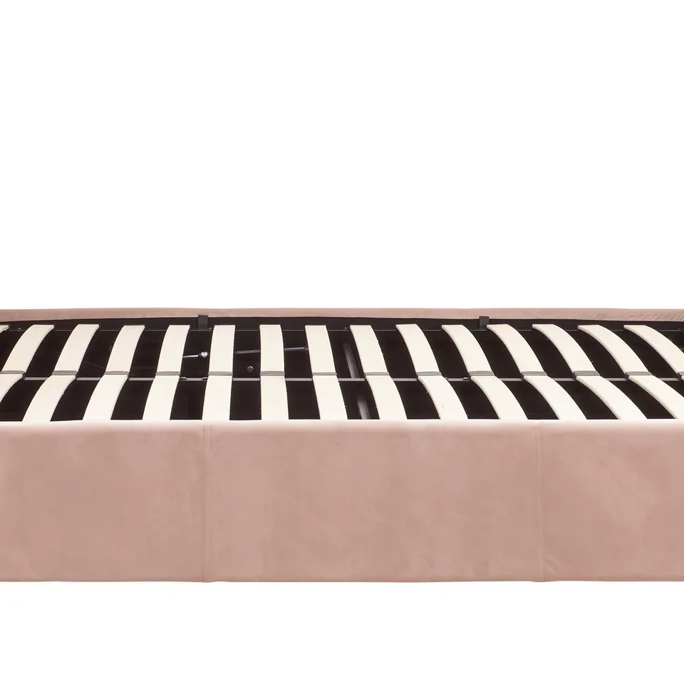 BOXED THIERRY UPHOLSTERED OTTOMAN BED - BLUSH PINK // SIZE: 5FT KING (2 BOXES)