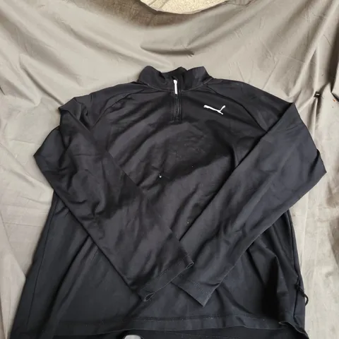 PUMA BLACK LONG-SLEEVE ZIP-NECK TRAINING TOP – UK L 
