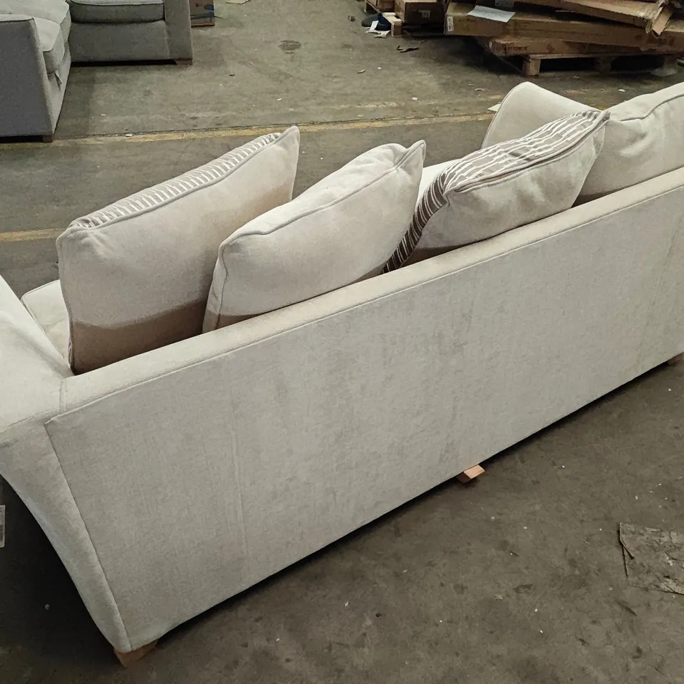 BEIGE FABRIC 3-SEATER SOFA ON WOODEN FEET