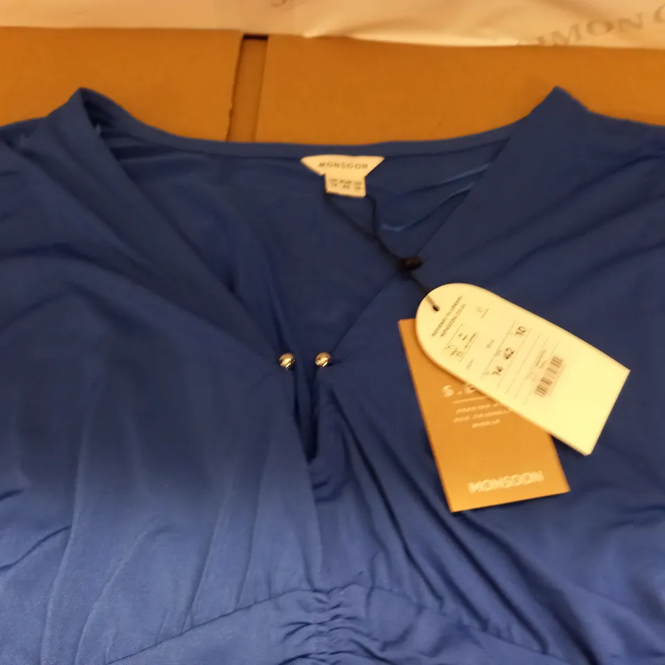 MONSOON BLUE SLEEVED DRESS - UK 14