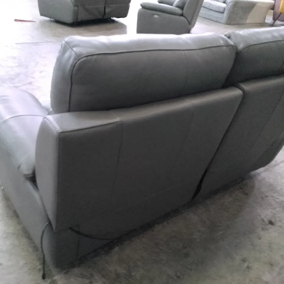 QUALITY ITALIAN DESIGNER PATRIZIO 2 SEATER ELETRIC RECLINER SOFA - GREY ANTHRACITE LEATHER