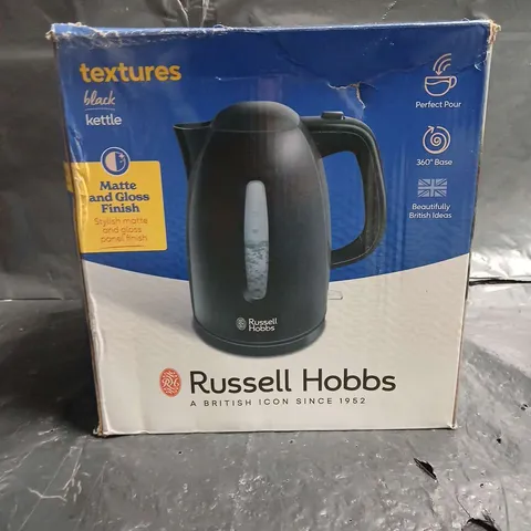 RUSSELL HOBBS TEXTURES BLACK ELECTRIC KETTLE – BOXED