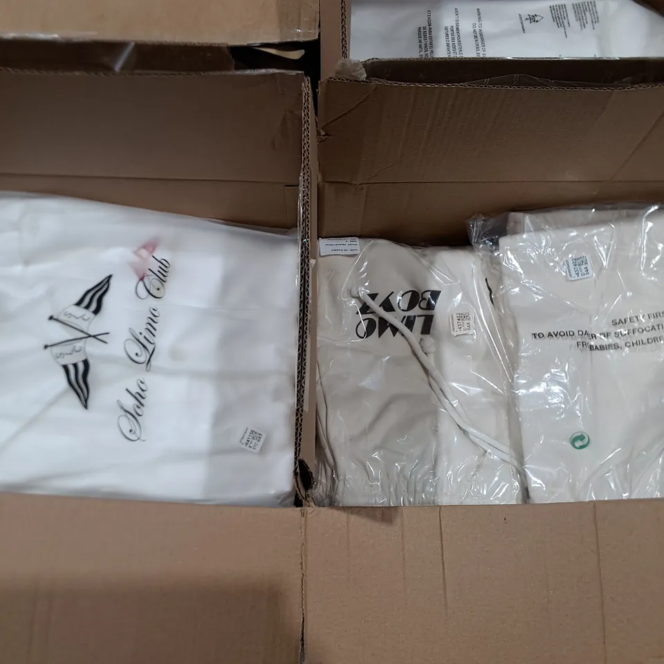 PALLET CONTAINING 16 BOXES OF ASSORTED SOHO LIMO BOYZ CLOTHING ITEMS IN VARIOUS SIZES
