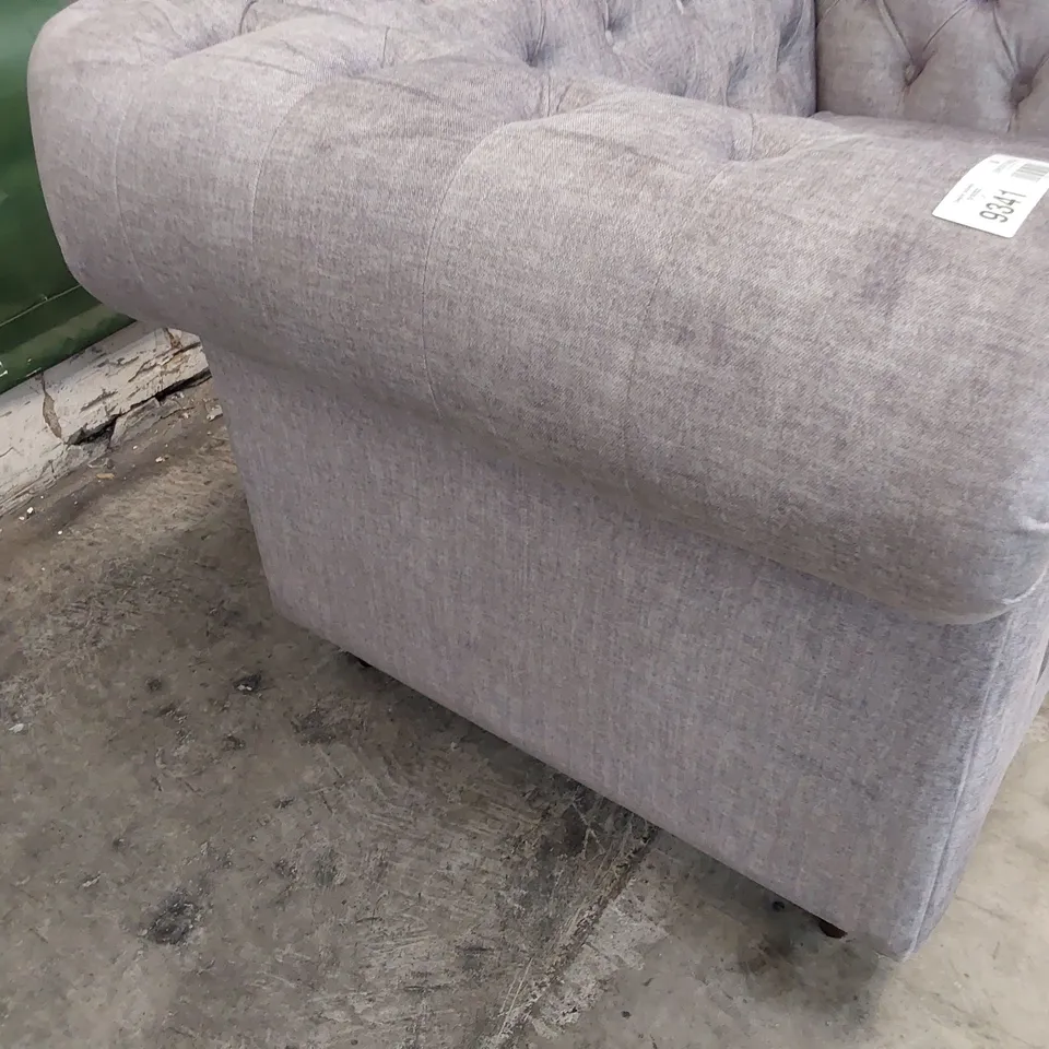 DESIGNER CHESTERFIELD SNUGGLER CHAIR SILVER FABRIC 