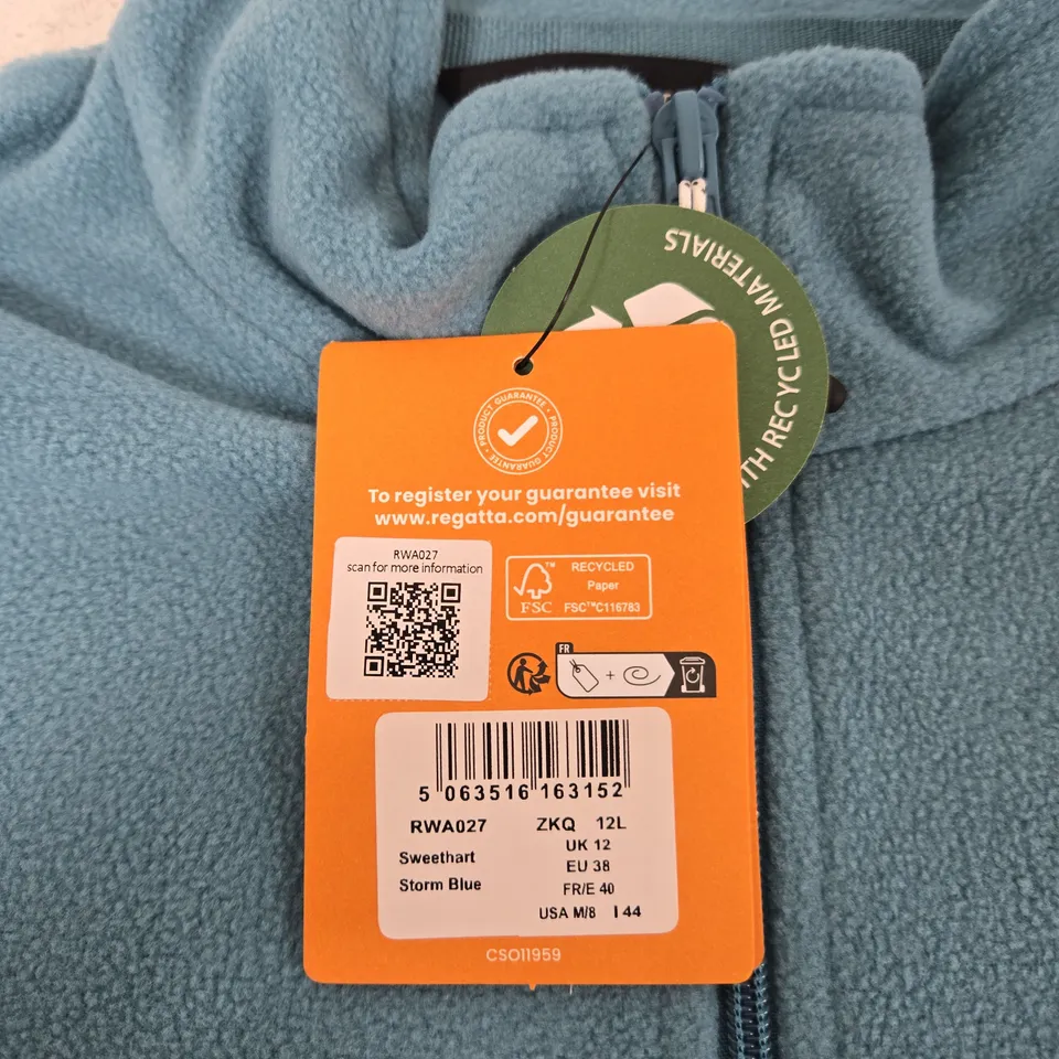 REGATTA GREAT OUTDOORS STORM BLUE FLEECE ZIP-NECK – UK 12