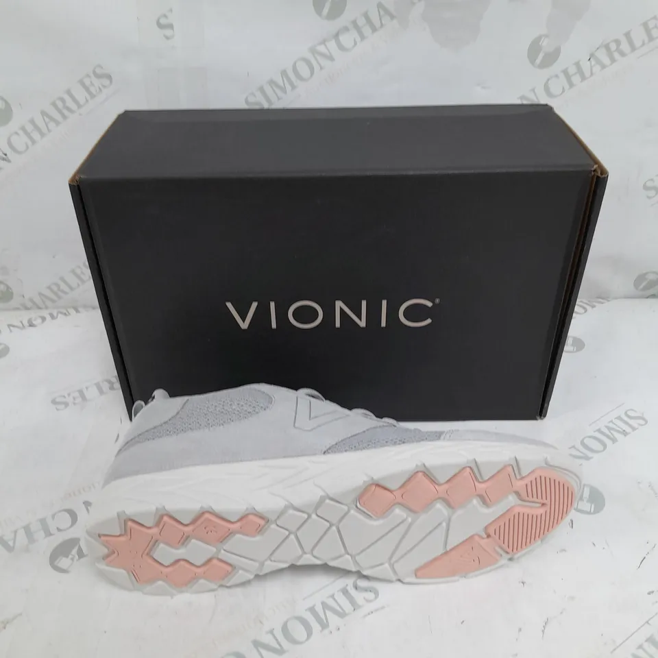 BOXED PAIR OF VIONIC GREY/PINK MESH TRAINERS SIZE 6 