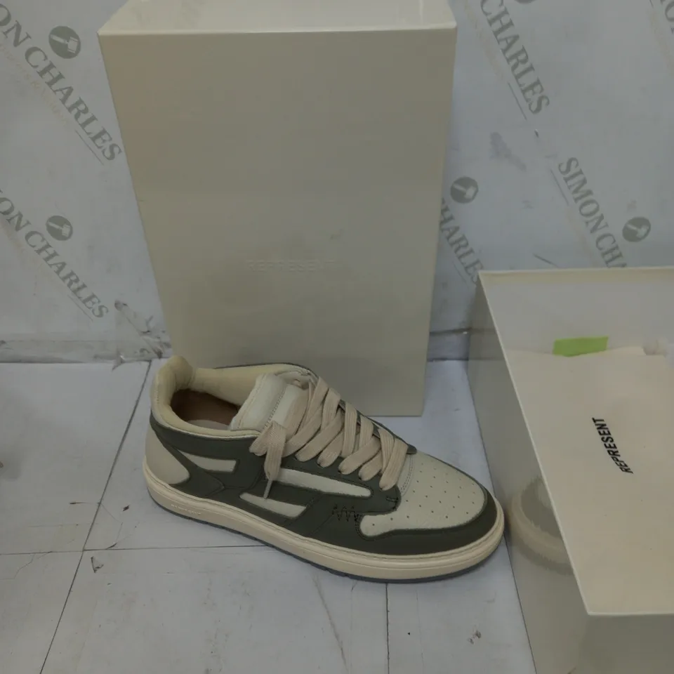BOXED PAIR OF REPRESENT REPTOR LOW KHAKI/CREAM SIZE 42.5