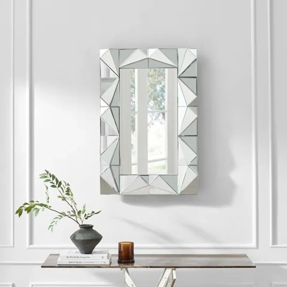 BOXED ALIESA ANGLED MIRRORED FRAME RECTANGLE BEDROOM HALLWAY MIRROR