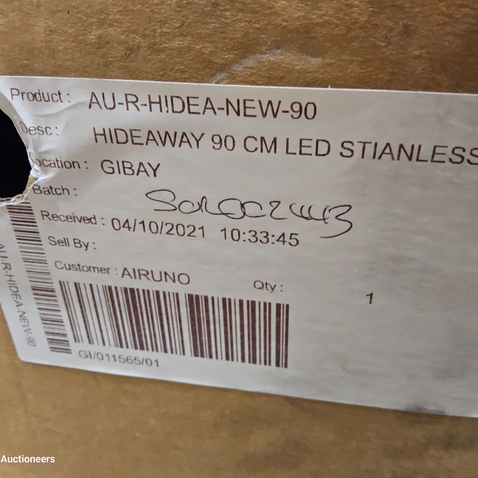 BOXED AIRUNO AU-HIDEAWAY 90cm STAINLESS STEEL CANOPY HOOD