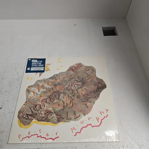 PETER MURPHY VINYL LP COVER – ABSTRACT ILLUSTRATED ARTWORK STICKER READS 'SHOULD THE WORLD FAIL TO FALL APART'