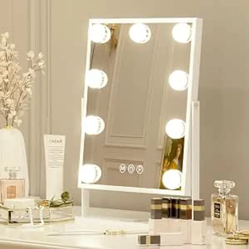 BOXED FENCHILIN VANITY MIRROR HOLLYWOOD MAKEUP MIRROR WITH LIGHTS 9 LED ROTATION