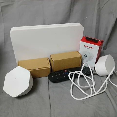 APPROXIMATELY 15 ASSORTED HOUSEHOLD ITEMS TO INCLUDE ROUTERS, CABLES, REMOTES, ETC