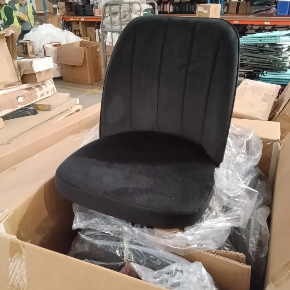 BOXED VELVET DINING CHAIRS (SET OF 4) - BLACK (1 BOX)