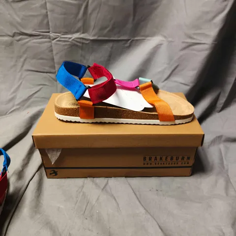 BOXED PAIR OF BRAKEBURN COLOURFUL STRAPPY SANDALS – WOMEN'S SANDALS - SIZE 6 UK