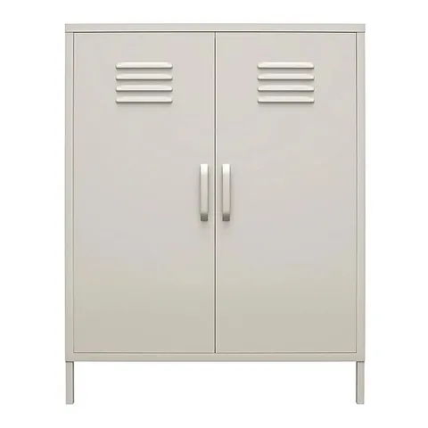 BOXED BRADFORD METAL CABINET WITH 2 DOORS VERTICAL IN TAUPE (1 BOX)
