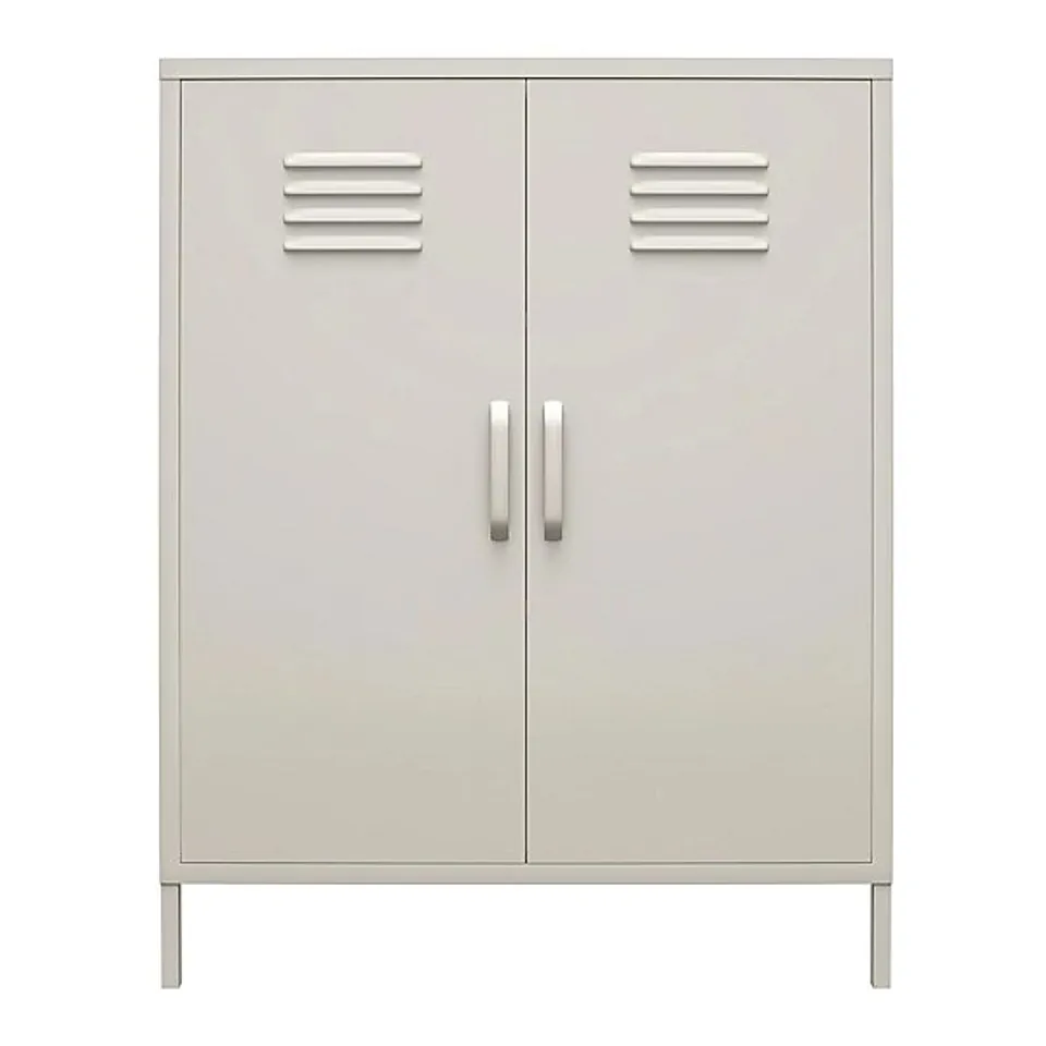 BOXED BRADFORD METAL CABINET WITH 2 DOORS VERTICAL IN TAUPE (1 BOX)