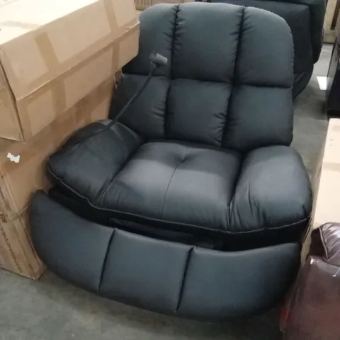 DESIGNER BLACK FAUX LEATHER SWIVEL RECLINER CHAIR