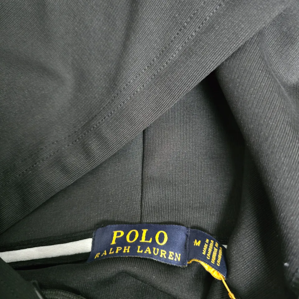 POLO RALPH LAUREN BLACK HOODIE WITH CHEST LOGO, SIZE M (MEDIUM)
