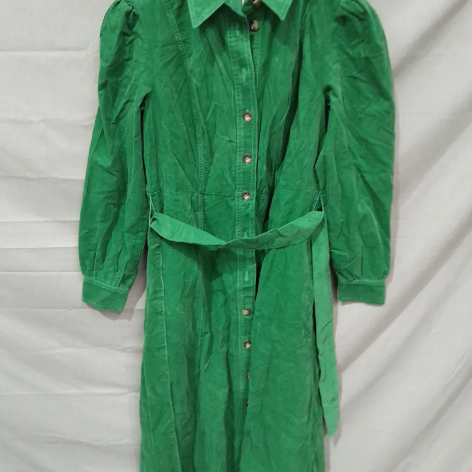 BODEN BUTTON SHIRT DRESS IN GREEN - UK 12P