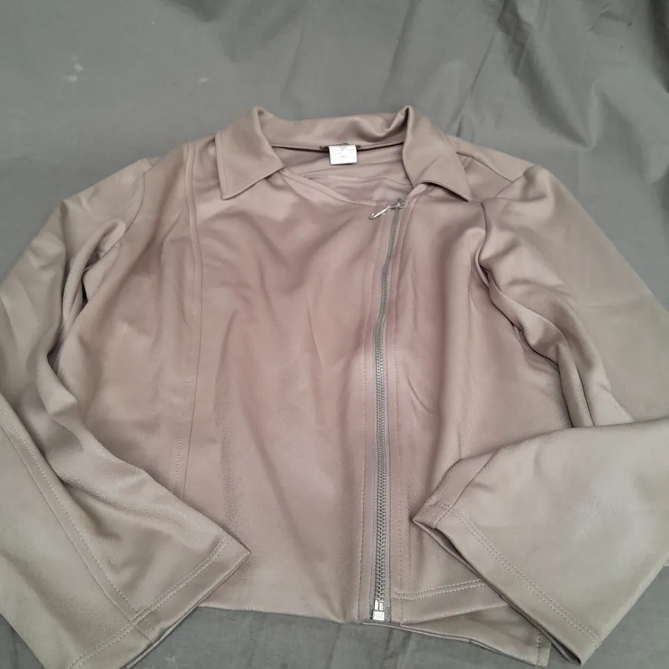 KIM&CO DARK BEIGE ZIP UP JACKET - MEDIUM