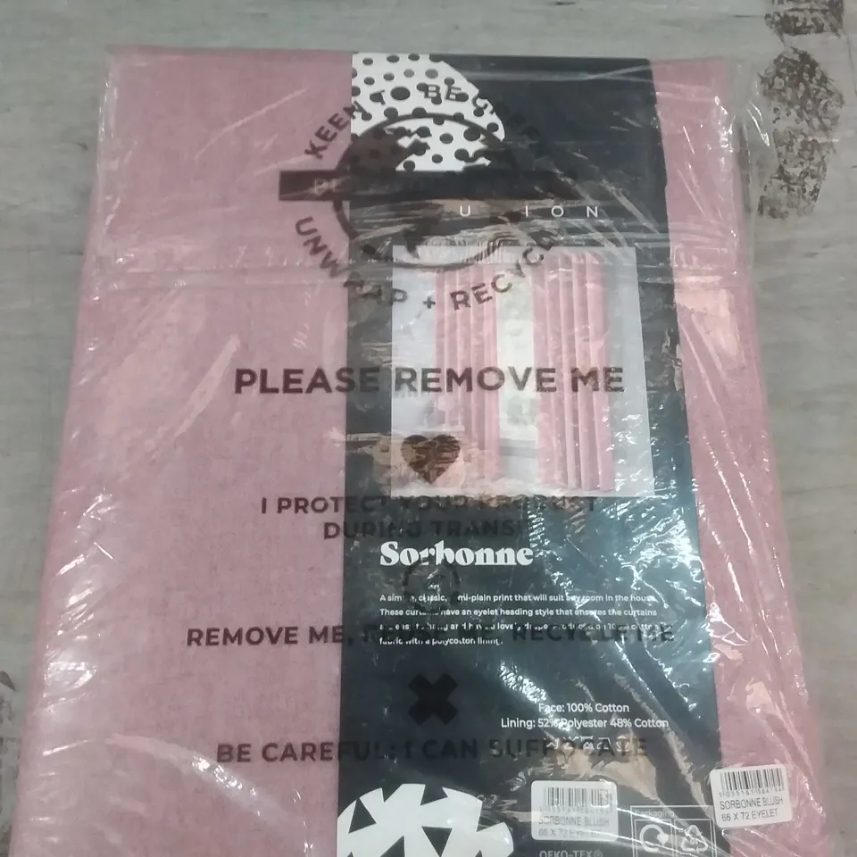 BONANZA EYELET ROOM DARKENING CURTAIN BLUSH