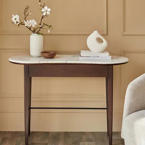 BOXED DANETTI REAGAN DRESSING TABLE - WHITE MARBLE WITH DARK MANGO WOOD (2 BOXES)