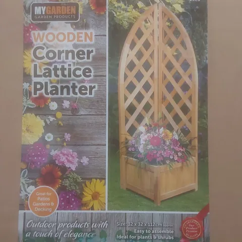 BRAND NEW BOXED MYGARDEN WOODEN CORNER LATTICE PLANTER