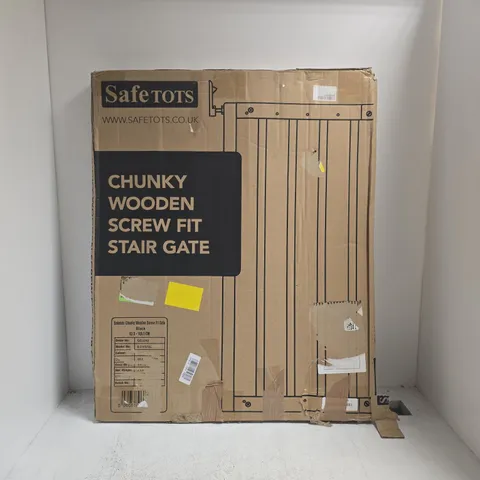 BOXED SAFETOTS CHUNKY WOODEN SCREW FIT STAIR GATE IN BLACK