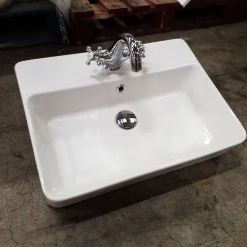 BRAND NEW WHITE CERAMIC BASIN WITH TAP 56Γ41CM