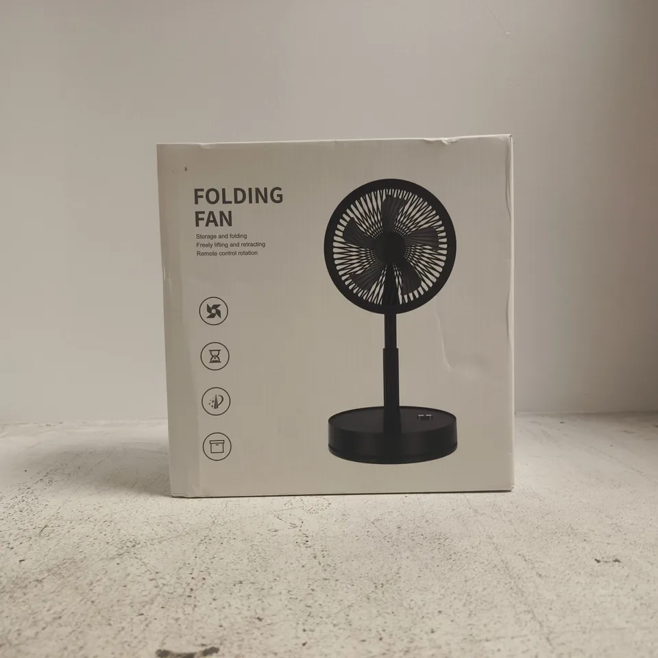BOXED UNBRANDED FOLDING FAN IN BLACK