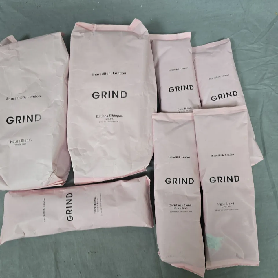LOT O7 7 ASSORTED PACKS OF GRIND COFFEE - 1KG & 227G