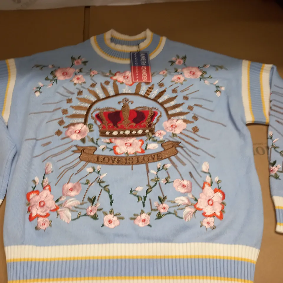 AMERICAMDEN BLUE EMBROIDERED JUMPER - M