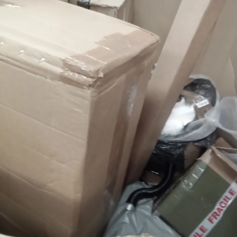 PALLET OF ASSORTED ITEMS INCLUDING FITUEYES STANDING DESK, SHARP LED HD TV, HUG RUG ECO FRIENDLY MAT