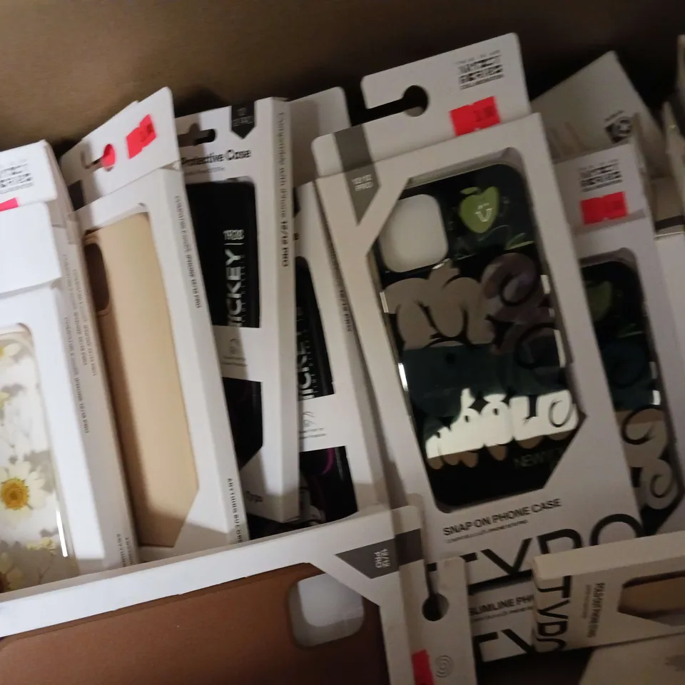 APPROXIMATELY 75 ASSORTED PHONE CASE TO INCLUDE SNAP ON PHONE CASE COMPATIBLE WITH IPHONE 12/12 PRO