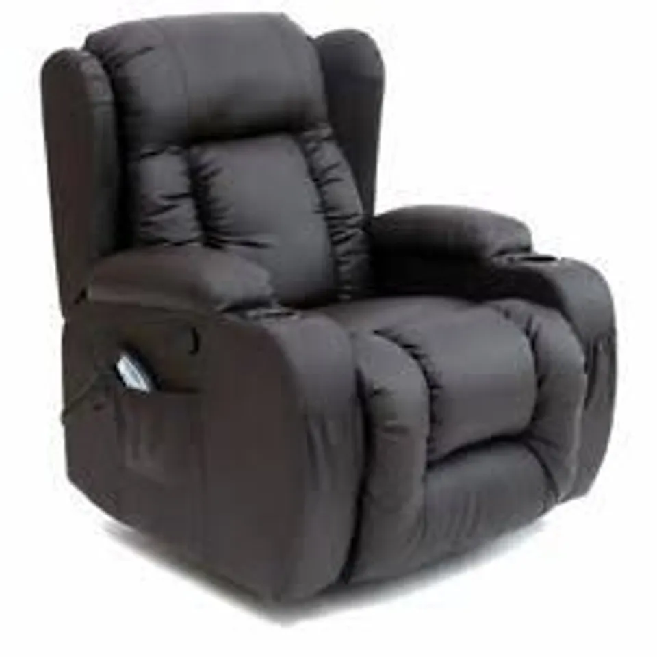 BOXED BROWN LEATHER SWIVEL MASSAGE LEATHER RECLINER CHAIR (1 BOX)