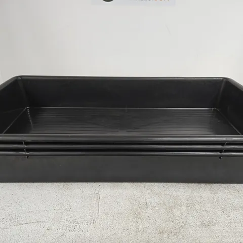 3 X LARGE RECTANGULAR BLACK PLASTIC STORAGE TRAYS