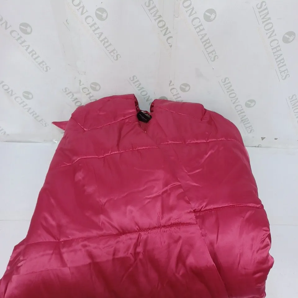 CRYSTAL KOBE HOODED PUFFER ROBE IN PINK SIZE L 