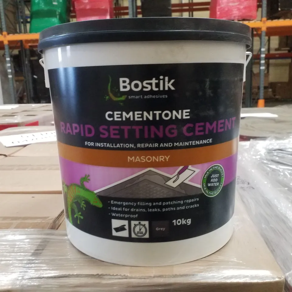PALLET CONTAINING APPROXIMATELY 37 BUCKETS OF BOSTIK CEMENTONE RAPID SETTING WATERPROOF CEMENT 10KG