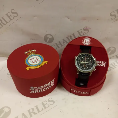 CITIZEN ECO-DRIVE GENTS RED ARROWS CHRONOGRAPH LEATHER STRAP WATCH